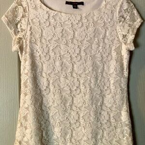 Fever White Lace Short Sleeve Top